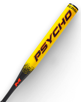 Yellow baseball bat with PSYCHO in black and red, and PERM visible near the top.